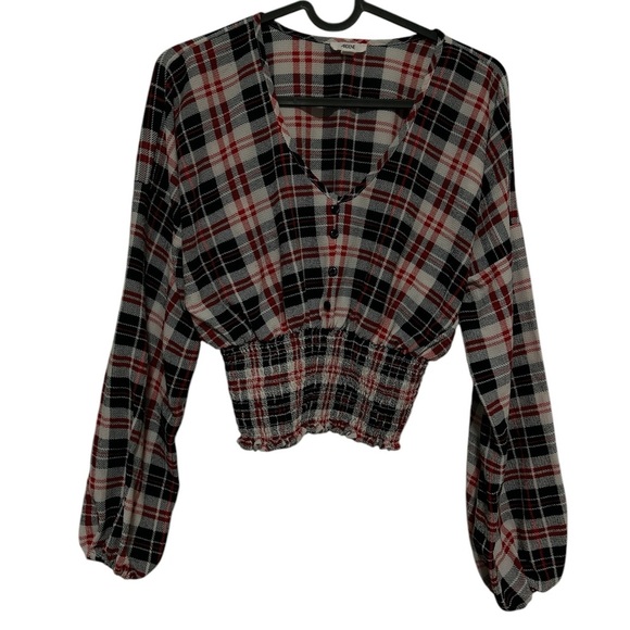Ardene Red and Black Plaid Blouse - Picture 1 of 4